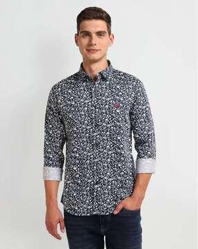 men floral print slim fit shirt