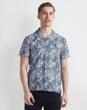 men floral print slim fit shirt