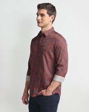 men floral print slim fit shirt