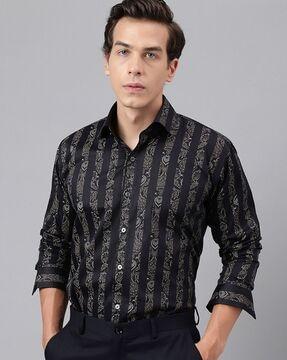 men floral print slim fit shirt