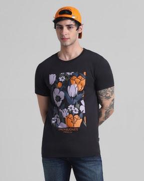 men floral print slim fit t-shirt