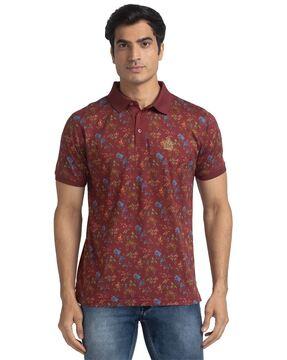 men floral print tailored fit polo t-shirt