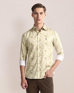 men floral print tailored fit shirt