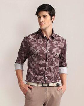men floral print tailored fit shirt