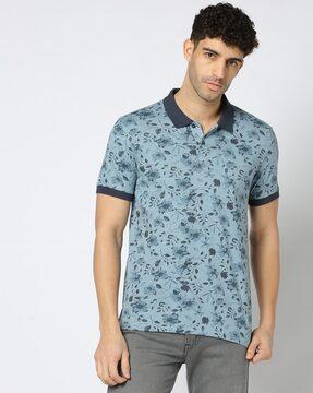 men floral slim fit polo t-shirt