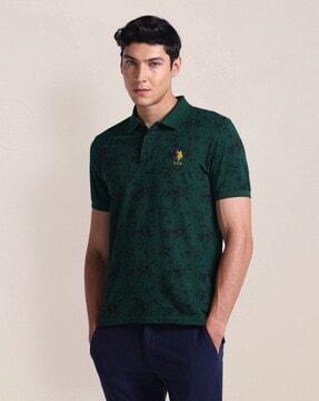 men floral slim fit polo t-shirt