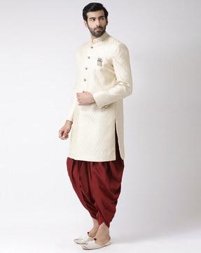 men floral woven regular fit sherwani