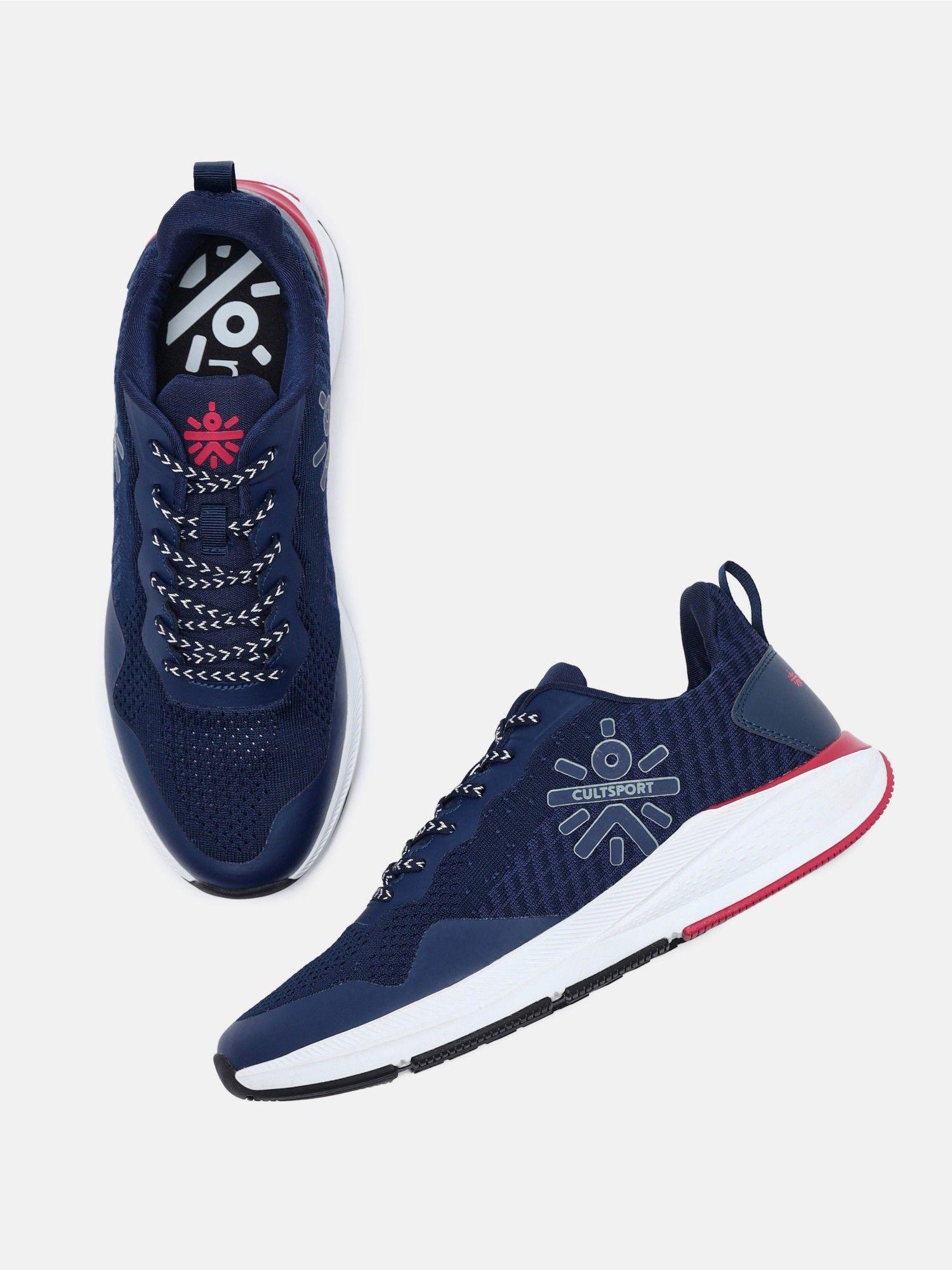 men flyknit hustle navy blue running shoe