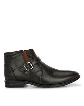 men formal boots with buckle closure