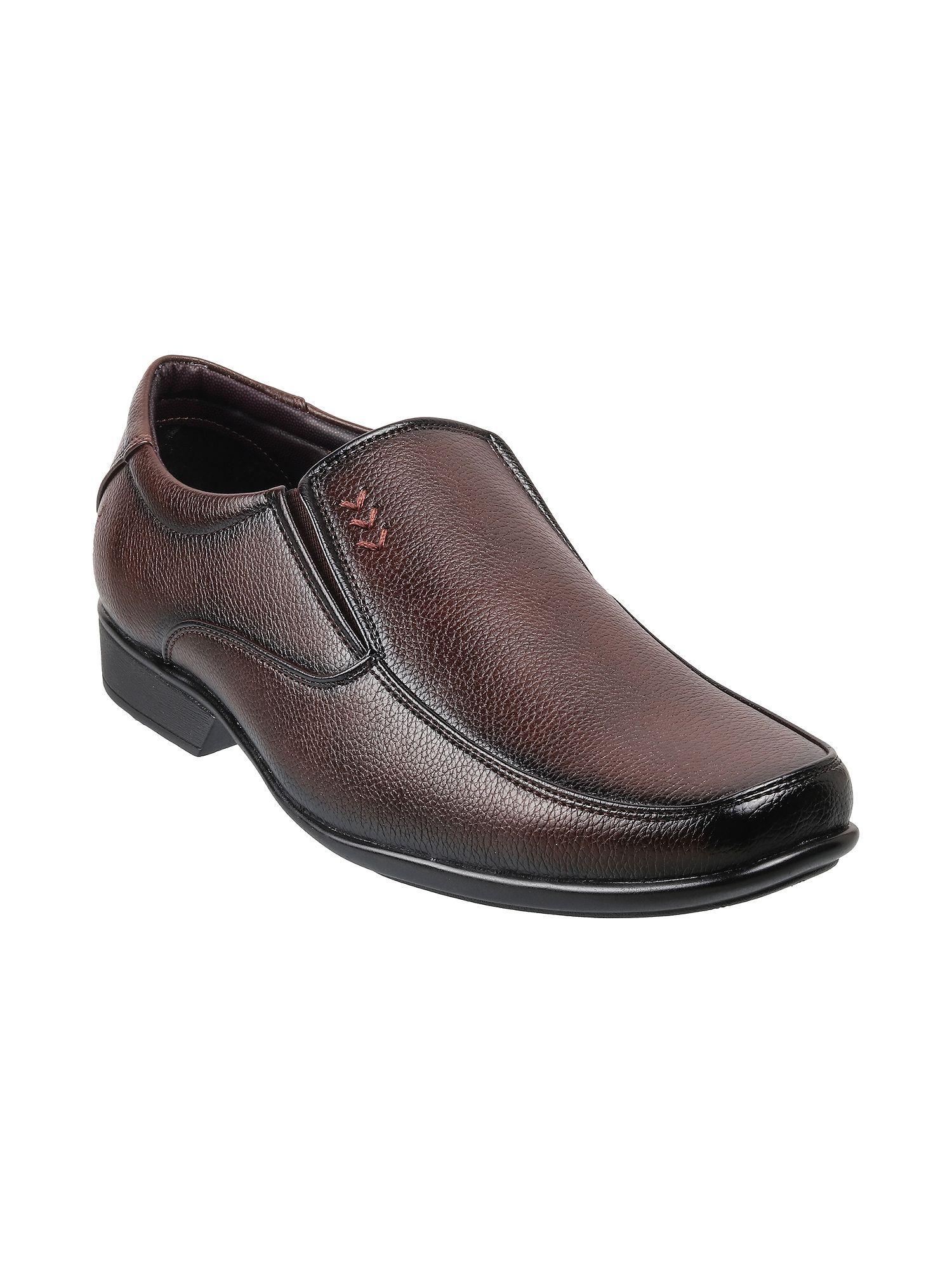 men formal synthetic brown shoes