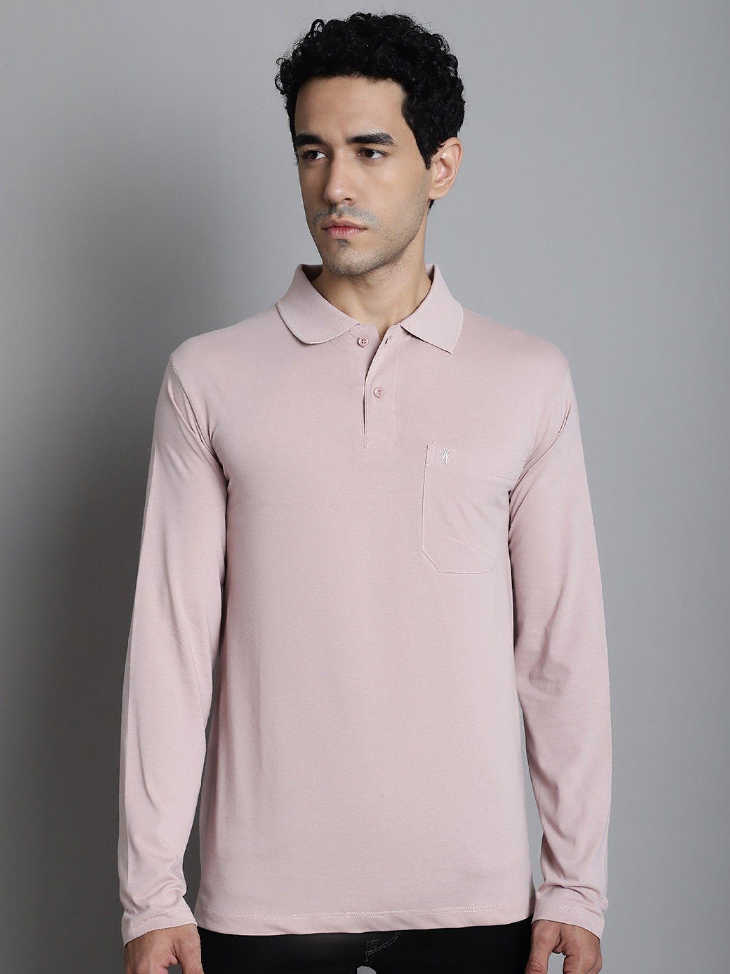 men full sleeve polo neck t-shirt with pocket