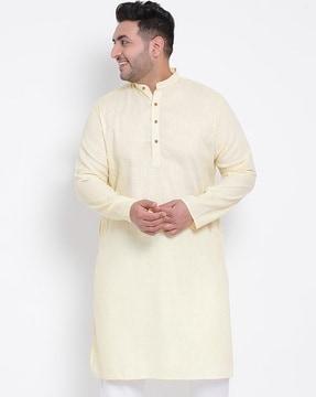 men full-sleeves regular-fit short kurta