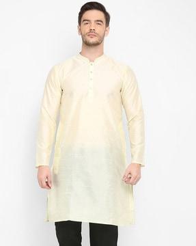 men full-sleeves regular-fit short kurta