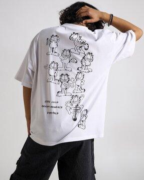 men garfield moody mondays print oversized crew-neck t-shirt