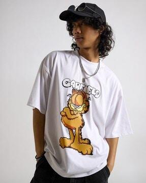 men garfield mr. attitude print oversized crew-neck t-shirt