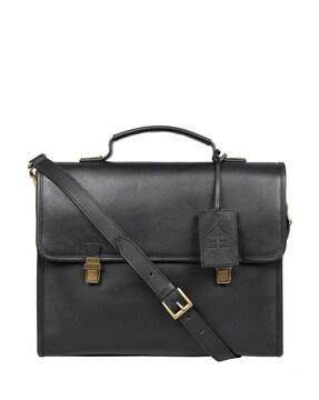 men genuine leather 10" laptop messenger bag