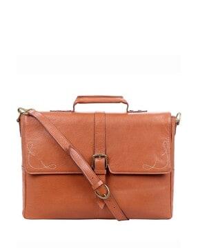 men genuine leather 11" laptop messenger bag