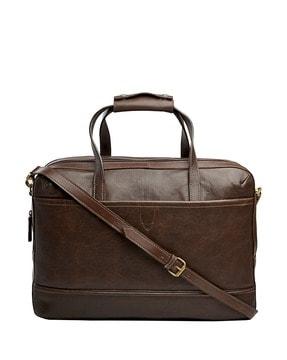 men genuine leather 11" laptop messenger bag