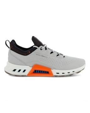 men genuine leather lace-up running shoes