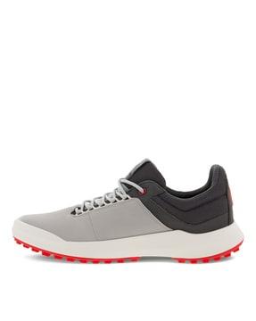 men genuine leather lace-up running shoes