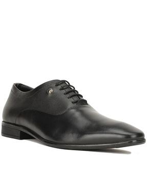 men genuine leather plain-toe oxfords