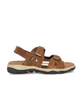 men genuine leather strappy sandals with velcro fastening