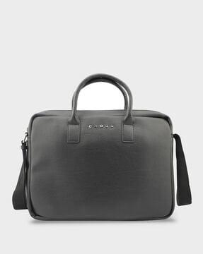 men genuine leather travel briefcase with adjustable strap