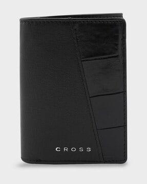 men genuine leather tri-fold wallet