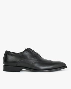 men genuine leather wing-tip oxford shoes