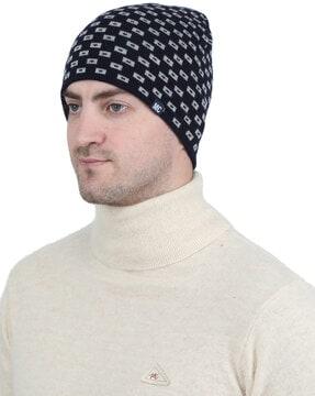 men geometric pattern beanie