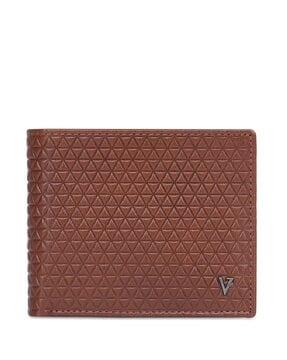 men geometric pattern leather bi-fold wallet