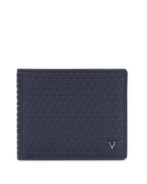 men geometric pattern leather bi-fold wallet
