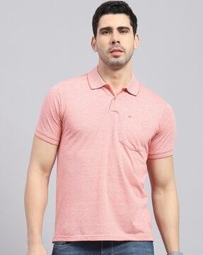 men geometric pattern regular fit polo t-shirt