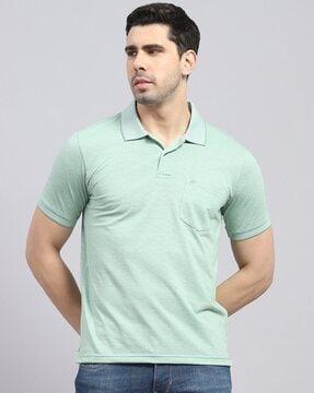 men geometric pattern regular fit polo t-shirt