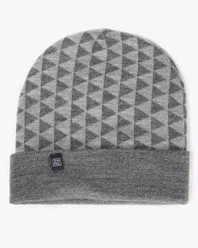 men geometric print acrylic beanie