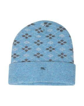 men geometric print beanie