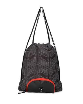 men geometric print drawstring gym backpack