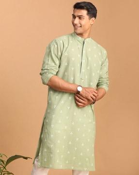 men geometric print long kurta