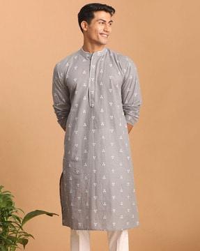 men geometric print long kurta