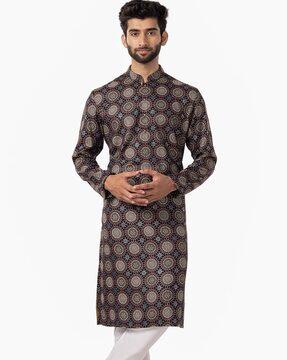 men geometric print regular fit kurta