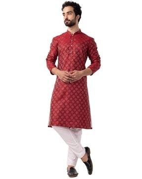 men geometric print regular fit kurta