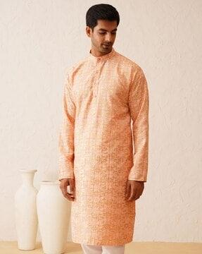 men geometric print regular fit kurta