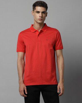 men geometric print regular fit polo t-shirt
