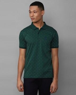 men geometric print regular fit polo t-shirt