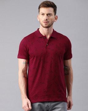 men geometric print regular fit polo t-shirt