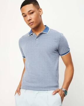 men geometric print regular fit polo t-shirt