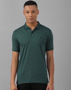 men geometric print regular fit polo t-shirt