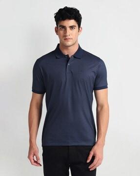 men geometric print regular fit polo t-shirt