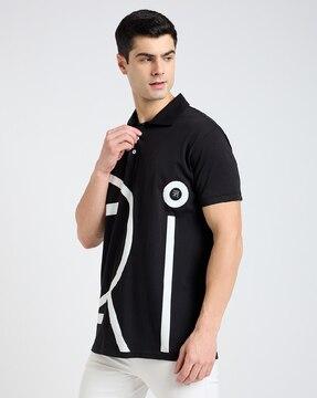 men geometric print regular fit polo t-shirt