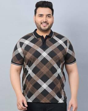 men geometric print regular fit polo t-shirt